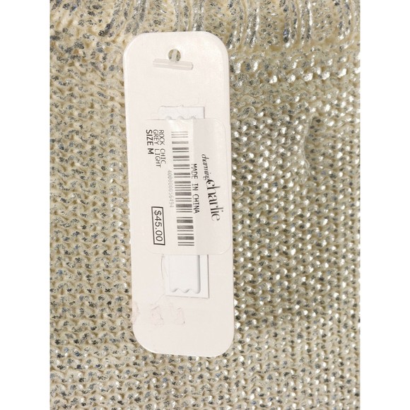 Charming Charlie Womens Rock Chic Sweater M Medium Metallic Silver Pullover NEW - Picture 8 of 9